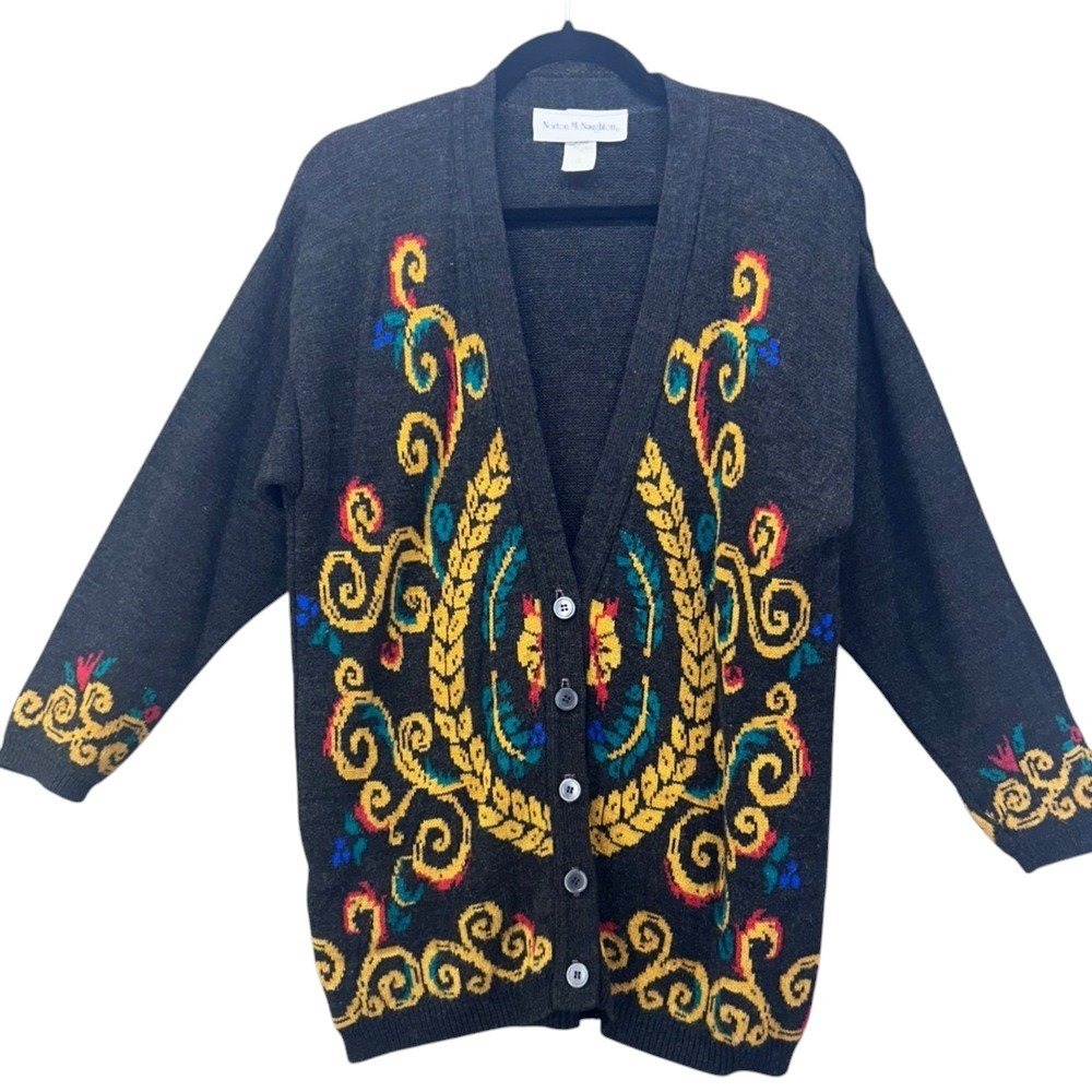 Norton McNaughton Cardigan Sweater Small Gray‎